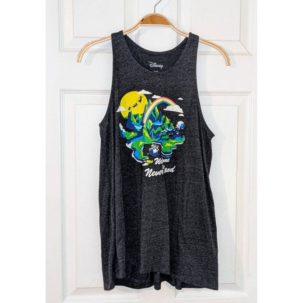 Disney Peter Pan‎ Neverland Graphic Tank Top Womens Heather Gray Sleeveless